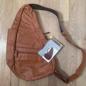 NWT Brown Leather Ameribag - Classic small crossbody healthy back bag